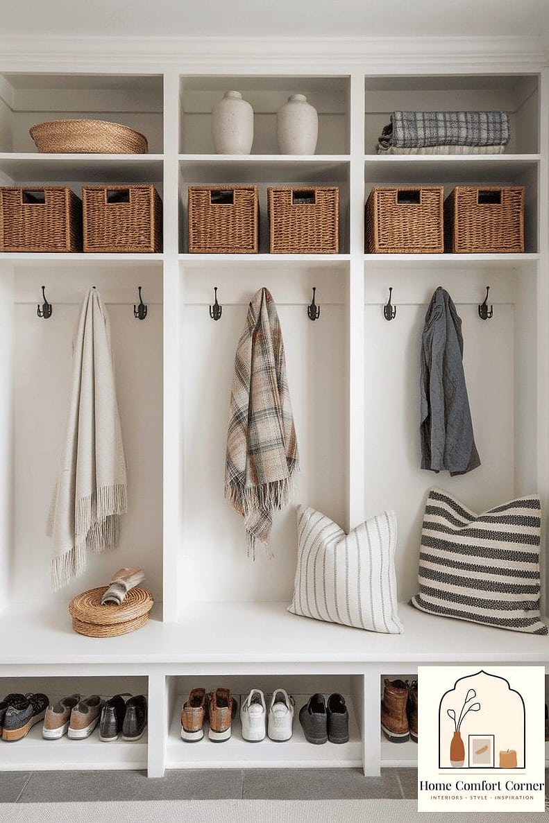 16 Mudroom Decor Photos That Will Inspire Your Next Project 6 Open Shelving for Baskets and Bins
