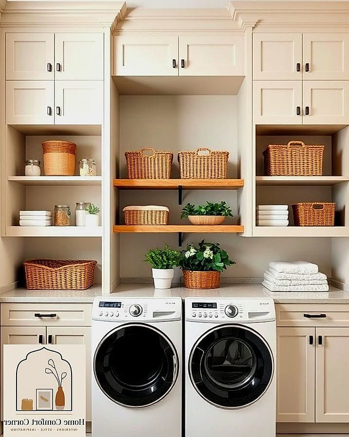 Open Shelving Above for Baskets and Bins