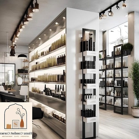 19 Salon Interior Design Ideas That Are Both Stylish and Practical 5 Open Shelving for Retail Displays