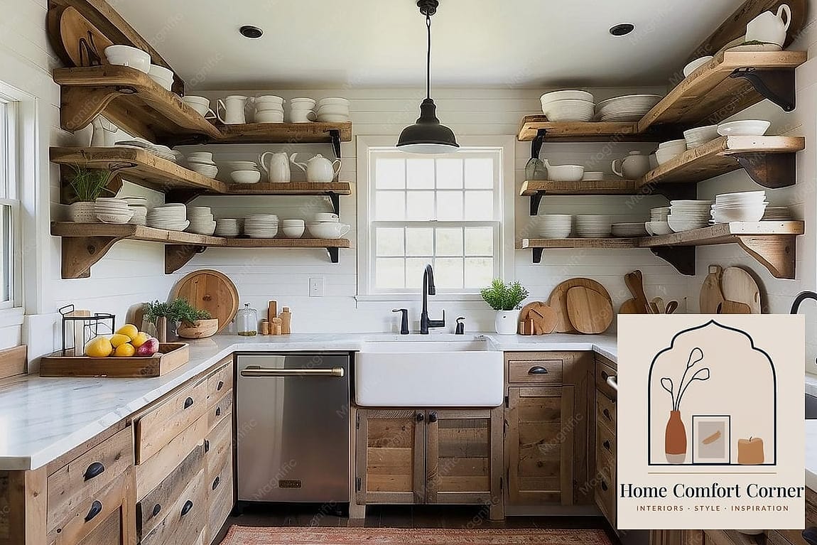 14 Beautiful Vintage Farmhouse Decor Inspiration Photos Worth Saving 4 Open Shelving with Mismatched Dishware