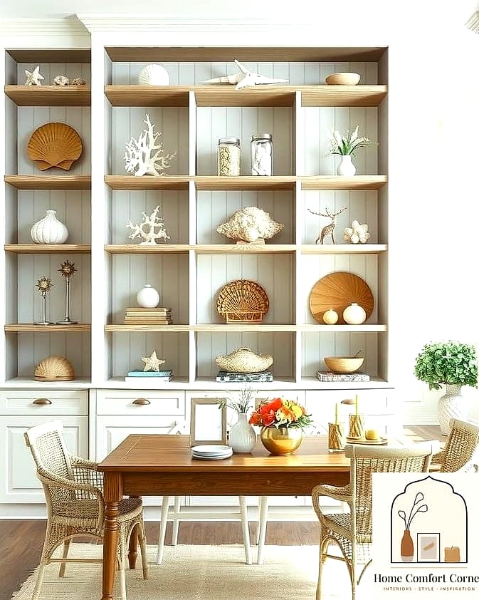 Open Shelving with Curated Coastal Objects
