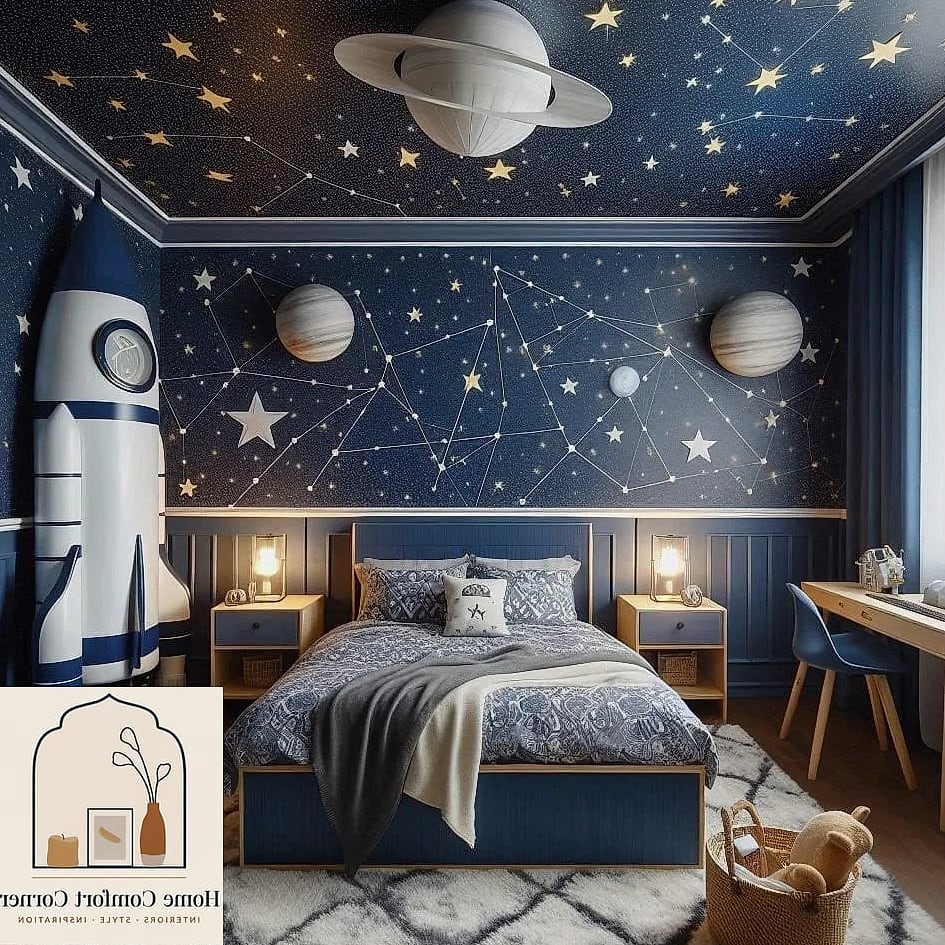 Outer Space Mural Accent Wall