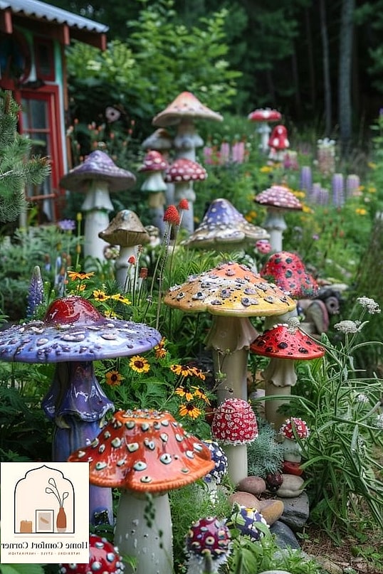 Oversized Mushroom Garden Statues