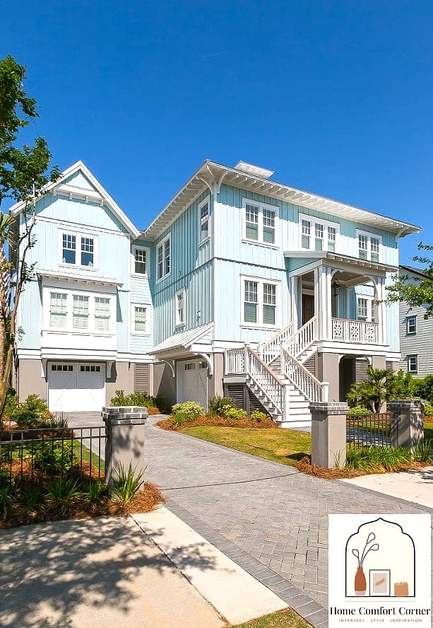Painted Front Door in a Coastal Hue