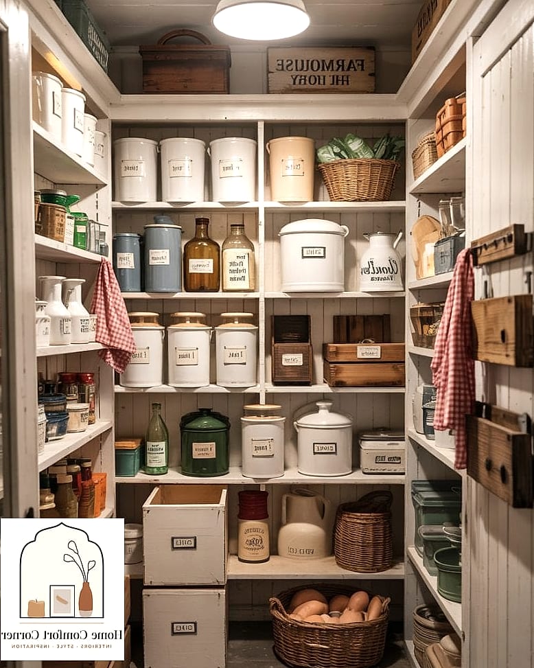 18 Farmhouse Decor Inspiration Boards You'll Want to Copy 14 Pantry with Labeled Glass Jars