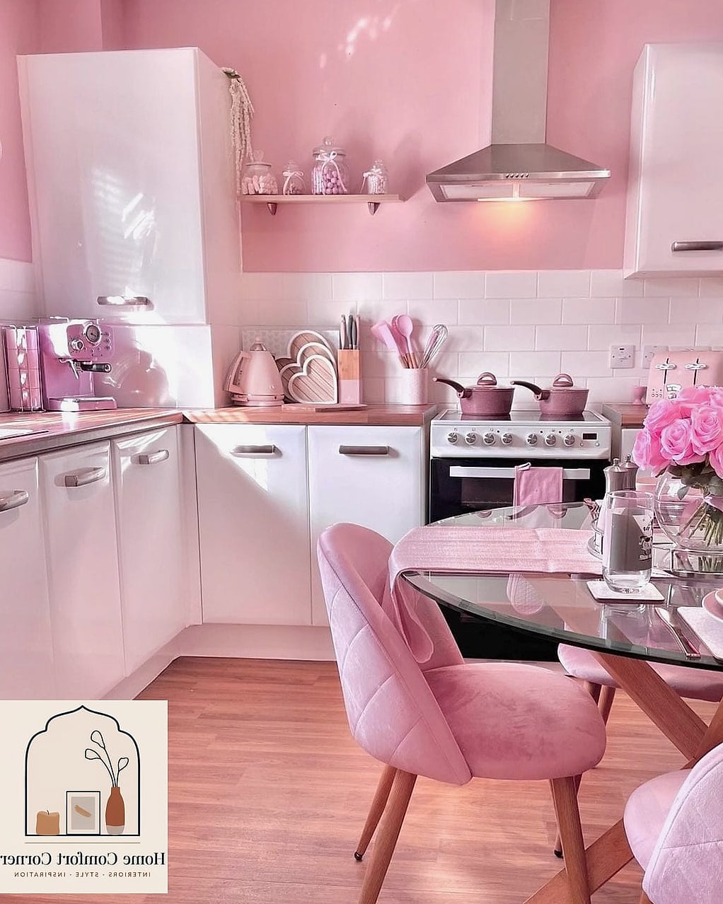Pastel Peach Kitchen Island