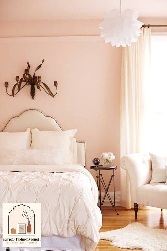 Pastel Peach and White Striped Accent Wall