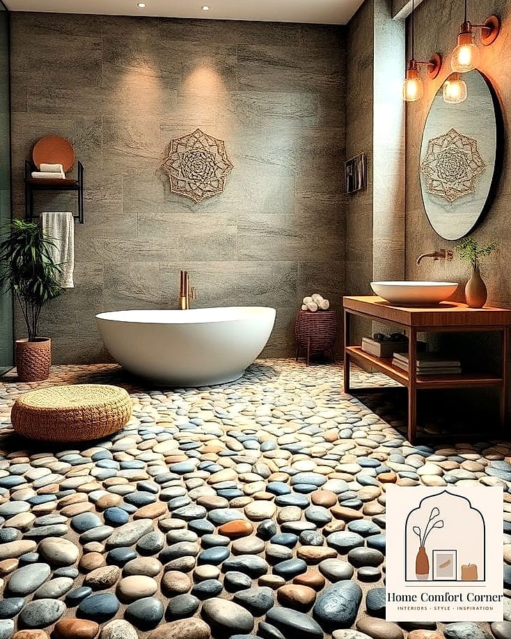 Pebble and River Rock Shower Floors
