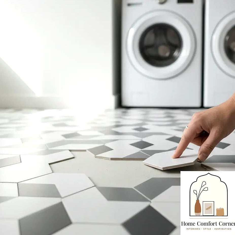 20 Wash Room Ideas Laundry Ideas to Upgrade Your Home This Weekend 7 Peel-and-Stick Tile Flooring