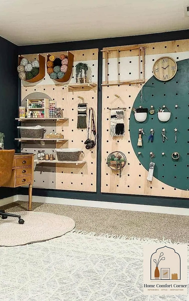 A Pegboard Wall for Display and Storage