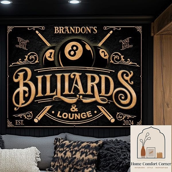 20 Billiards Room Decor Ideas From Homes We Absolutely Love 21 Personalized Monogram or Family Name Sign