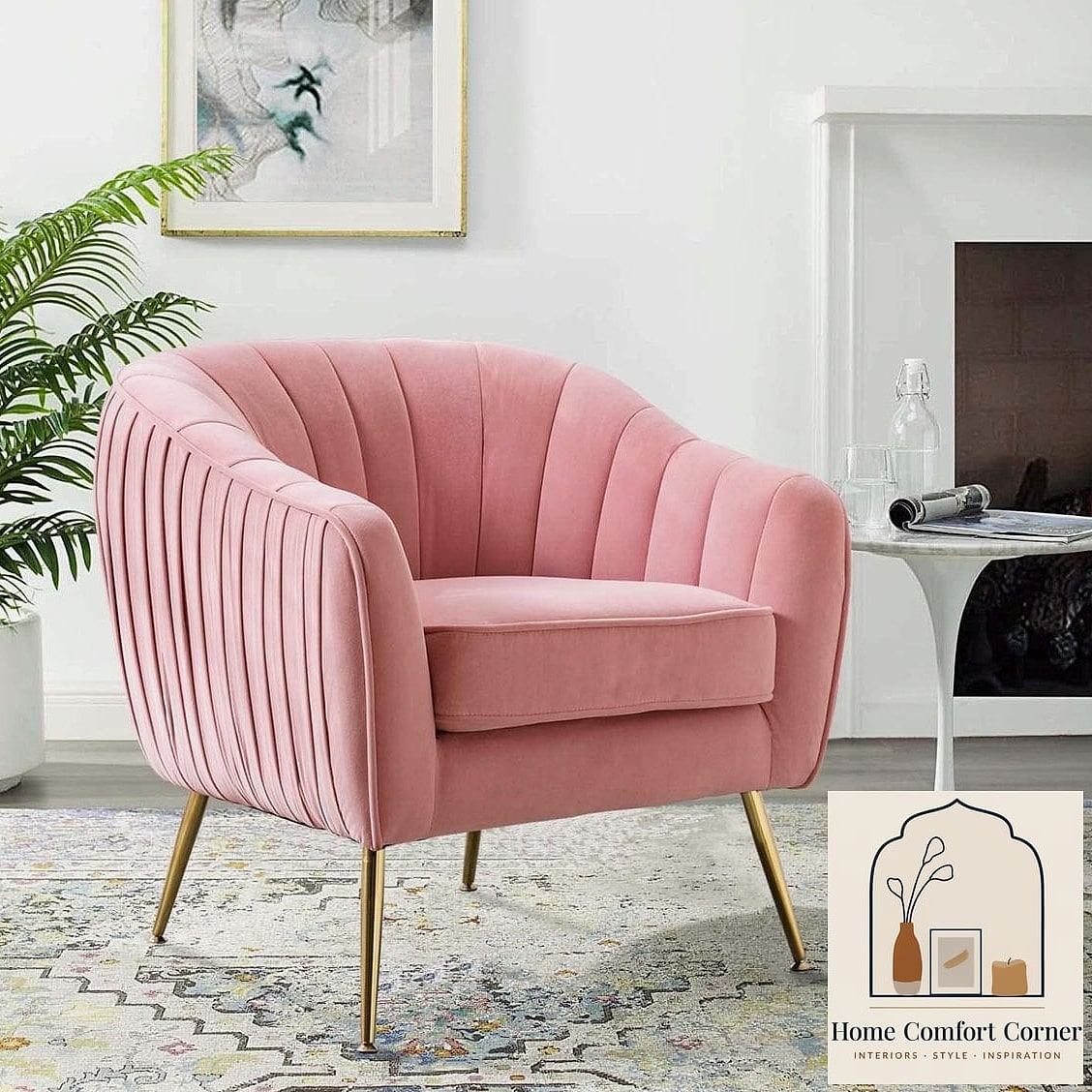 Pink Accent Chair in a Neutral Room