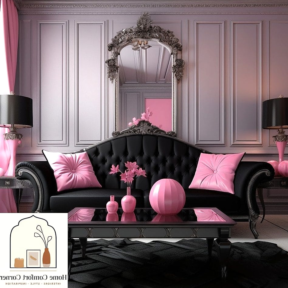 Pink and Black Contrast Bathroom