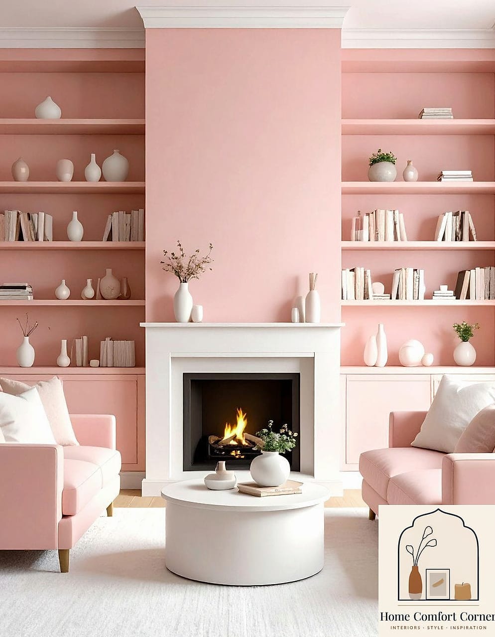 Pink Built-In Shelving
