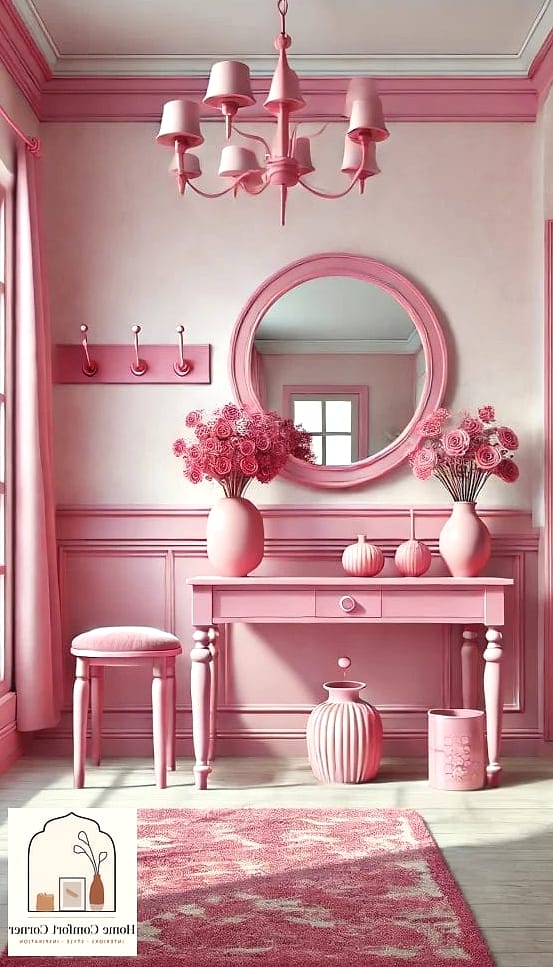 Pink Entryway Console Vignette