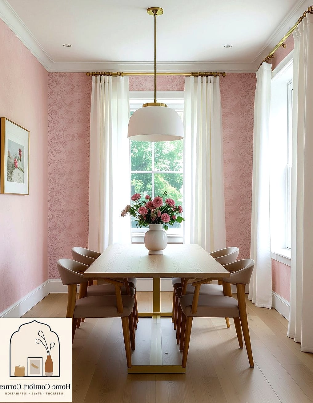 Pink Grasscloth or Textured Wallpaper for Depth