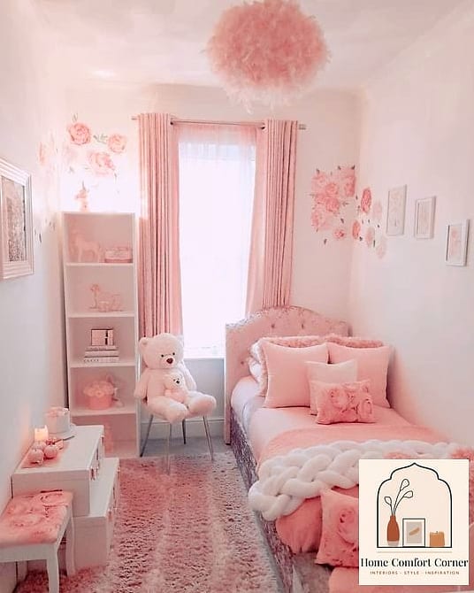 Pink Kids' Bedroom With Playful Pattern