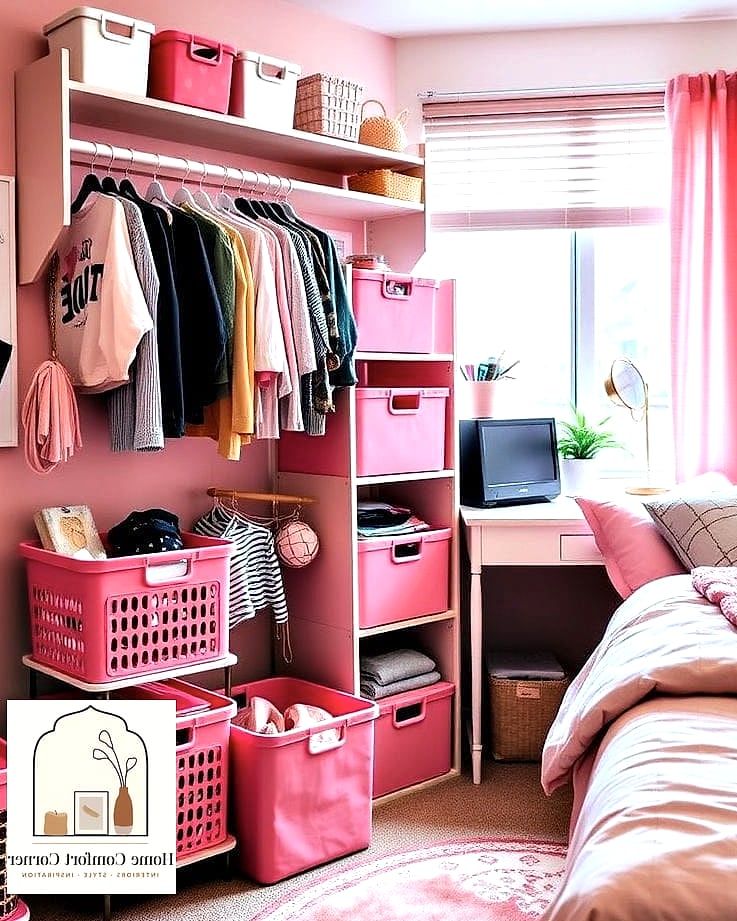 Pink Storage Bins and Baskets for Small-Space Organization