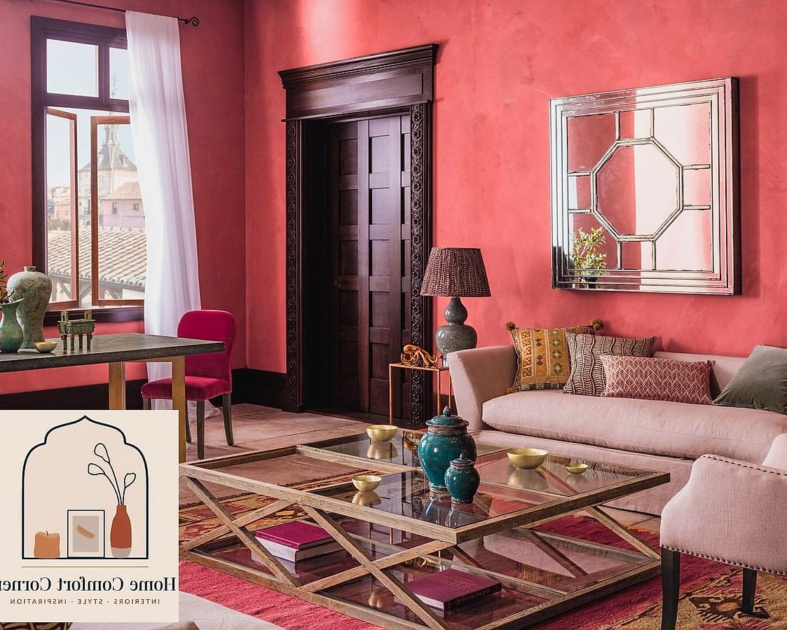 Pink and Terracotta Living Room