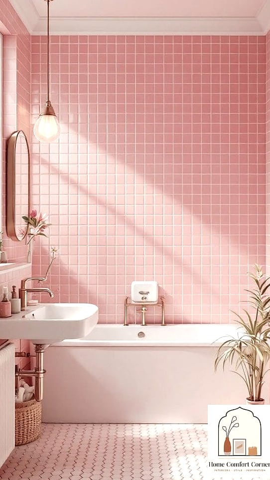 Pink Tile Bathroom Floors