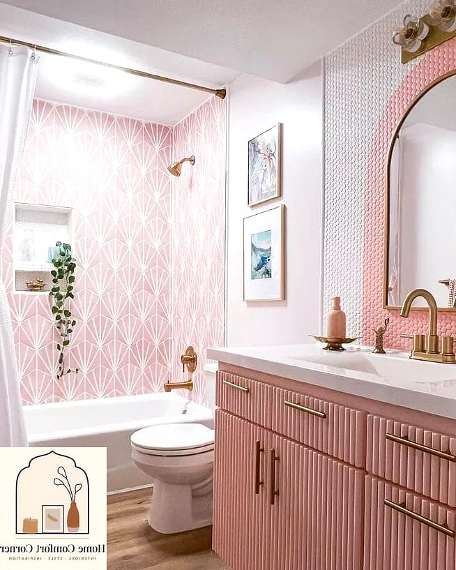 17 Pink Room Aesthetic Decor Inspiration Boards You'll Want to Copy 8 Pink Tile Bathroom Revival