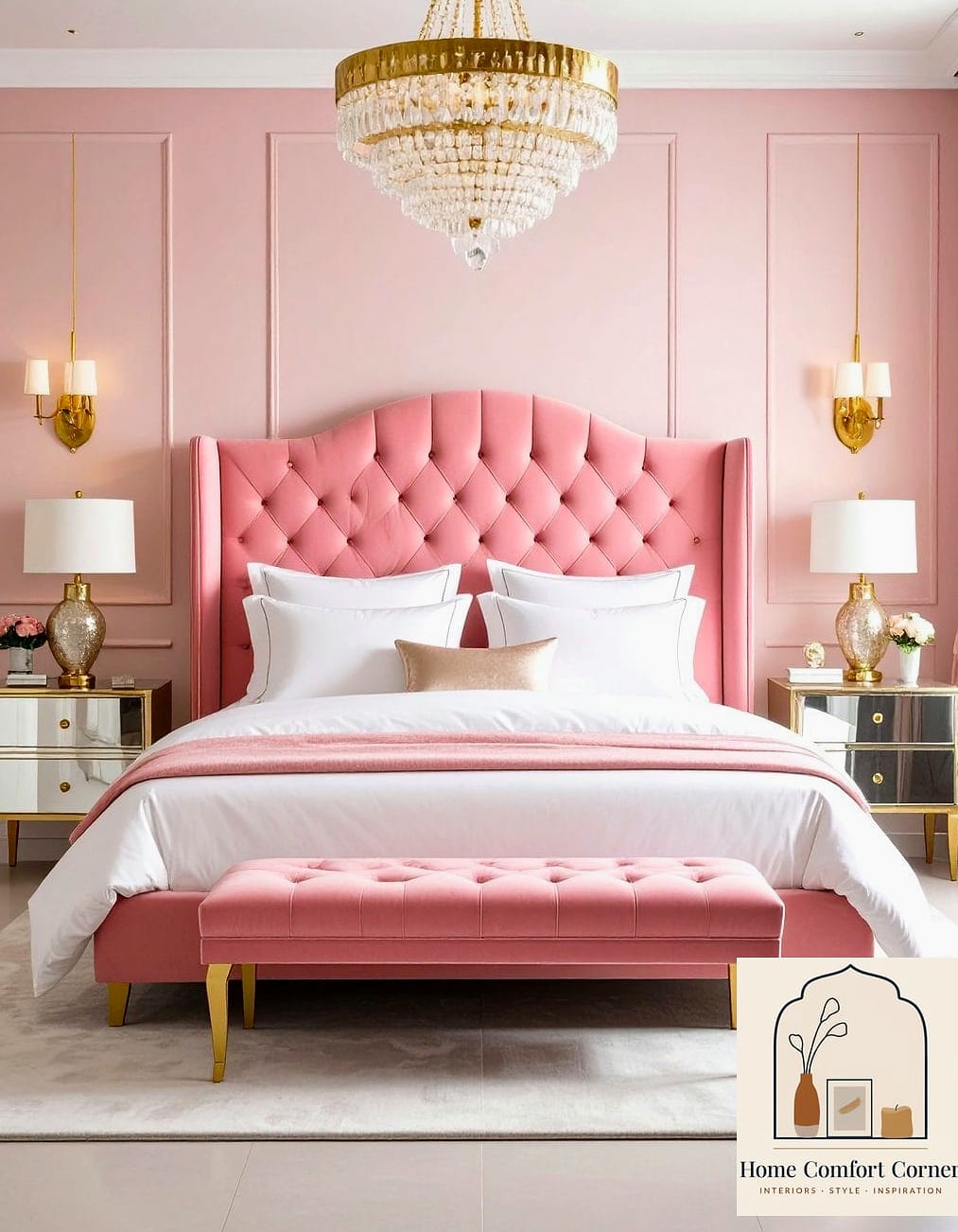 Pink Velvet Headboard