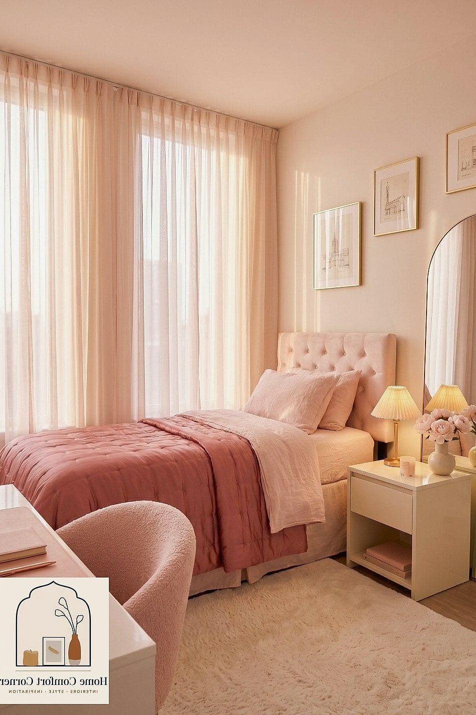 Pink Velvet or Boucle Accent Chair