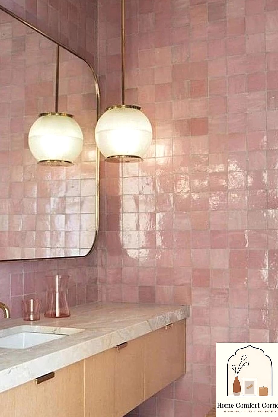Pink Zellige Tile in a Kitchen or Bathroom