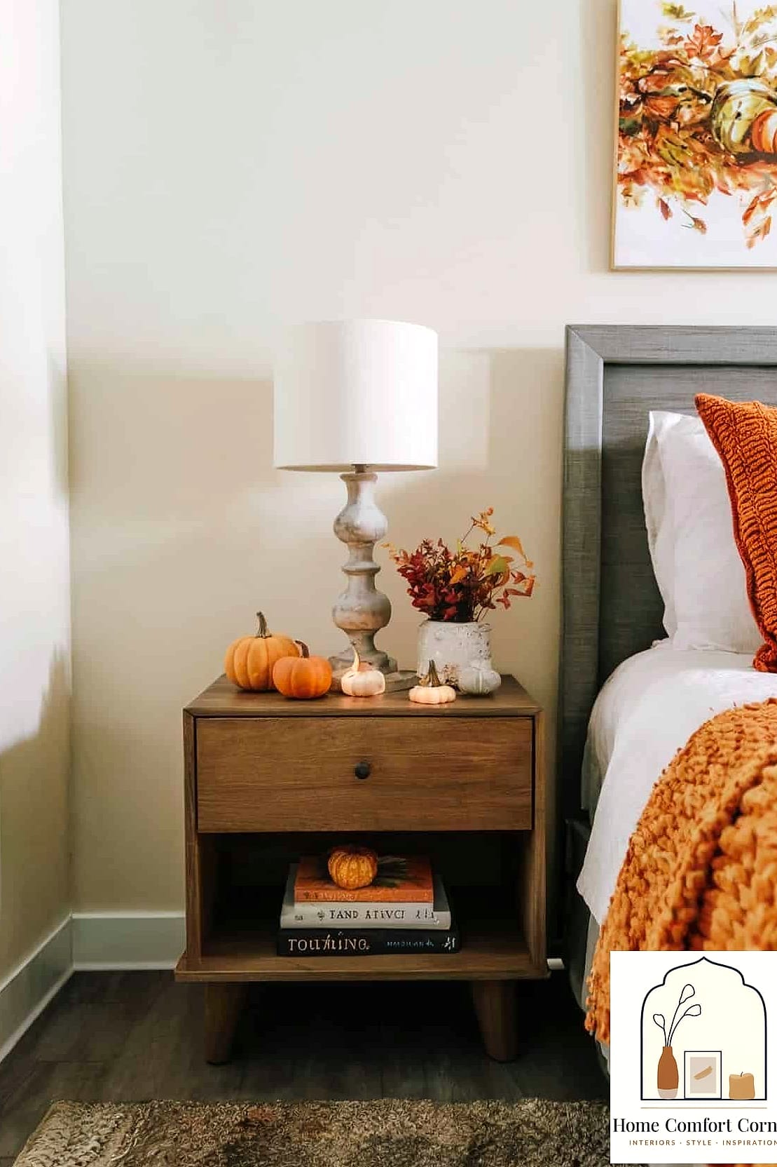 Plain Nightstand to Styled Bedside Vignette