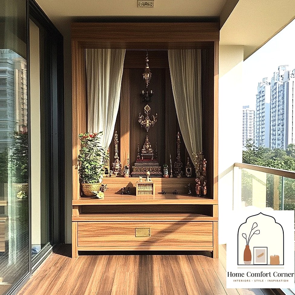 19 Pooja Room Ideas Indian Modern Designs You Need to See Right Now 12 Pooja Room Nestled in a Balcony Extension