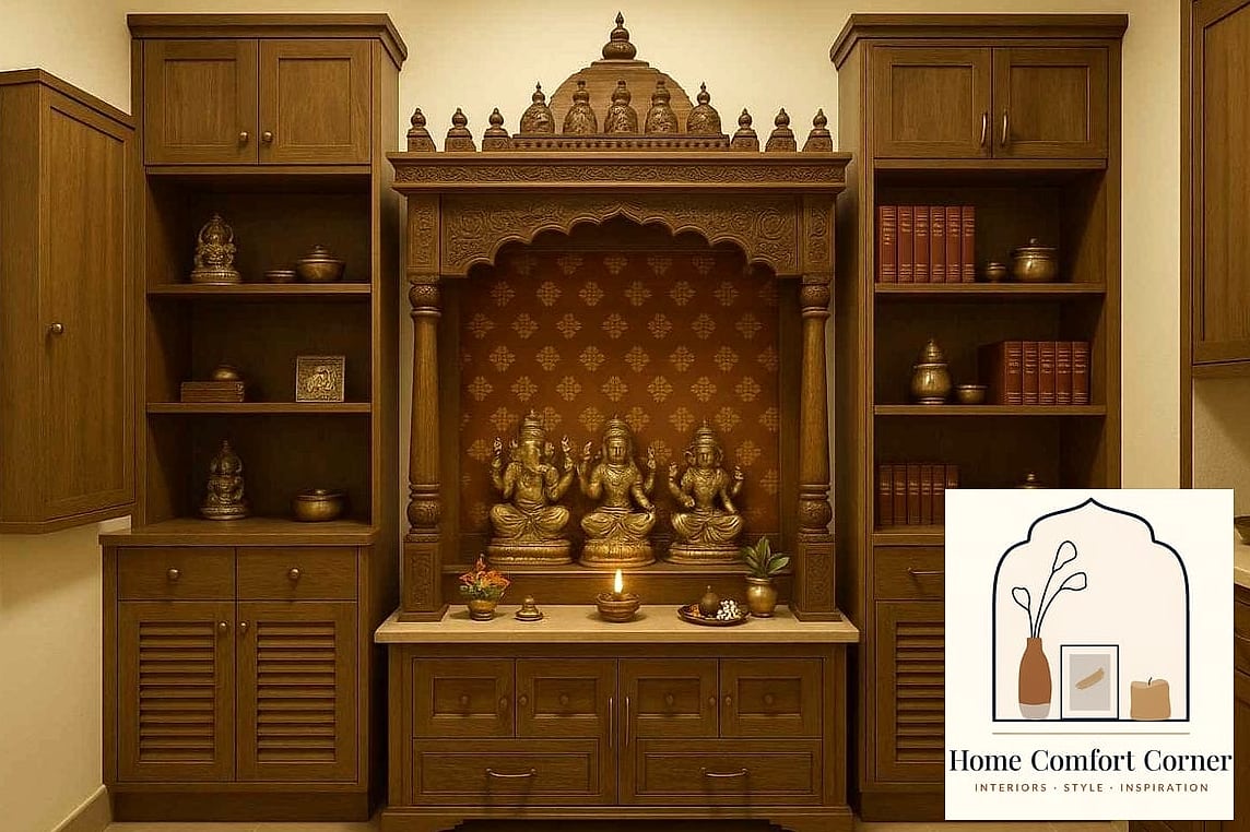19 Pooja Room Ideas Indian Modern Designs You Need to See Right Now 14 Pooja Room with Hidden Storage Drawers