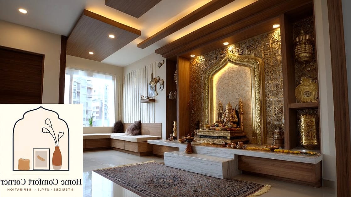 19 Pooja Room Ideas Indian Modern Designs You Need to See Right Now 17 Pooja Room with Integrated Seating