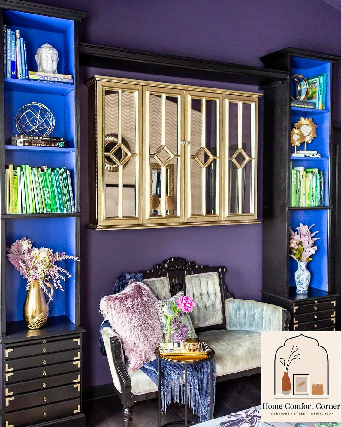 Purple Accent Cabinet in an Entryway