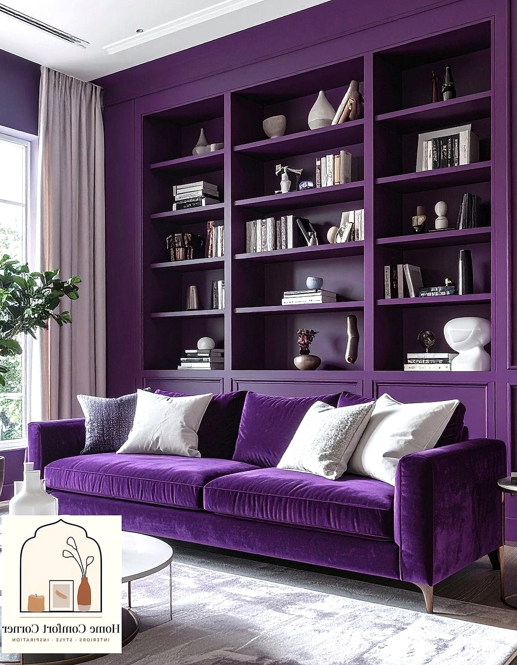 Purple Built-In Shelving