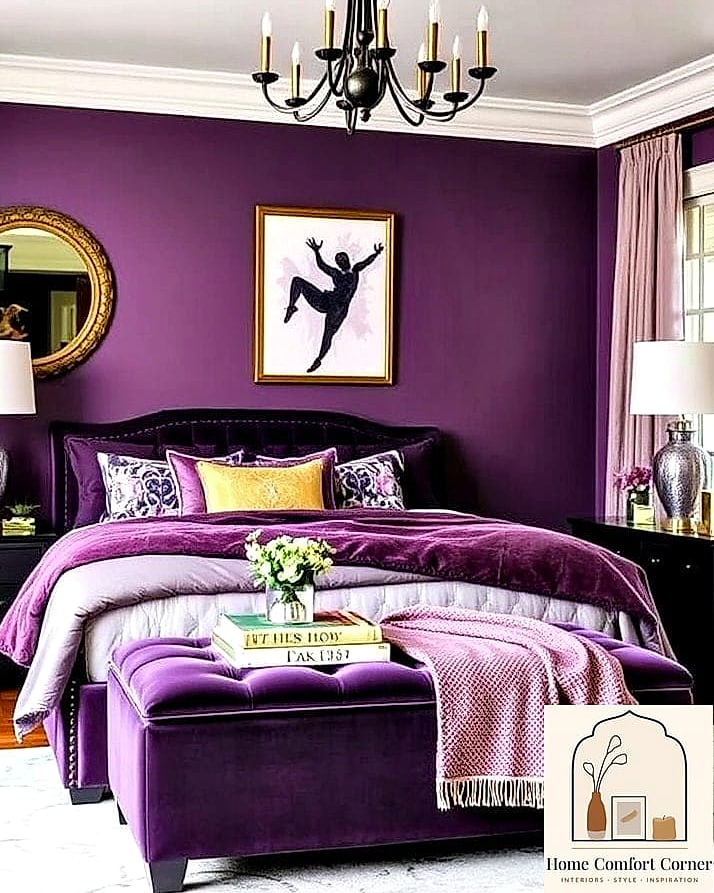 Purple Herringbone Accent Floor