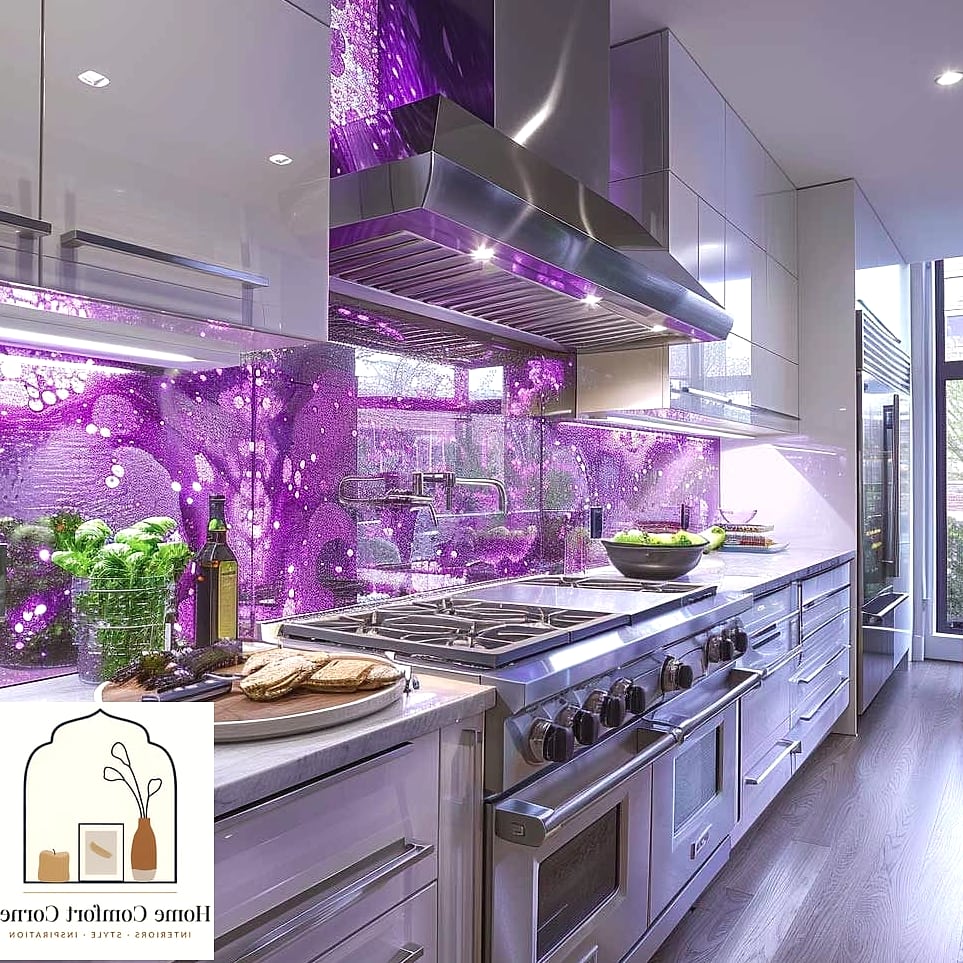 Purple Tile Backsplash
