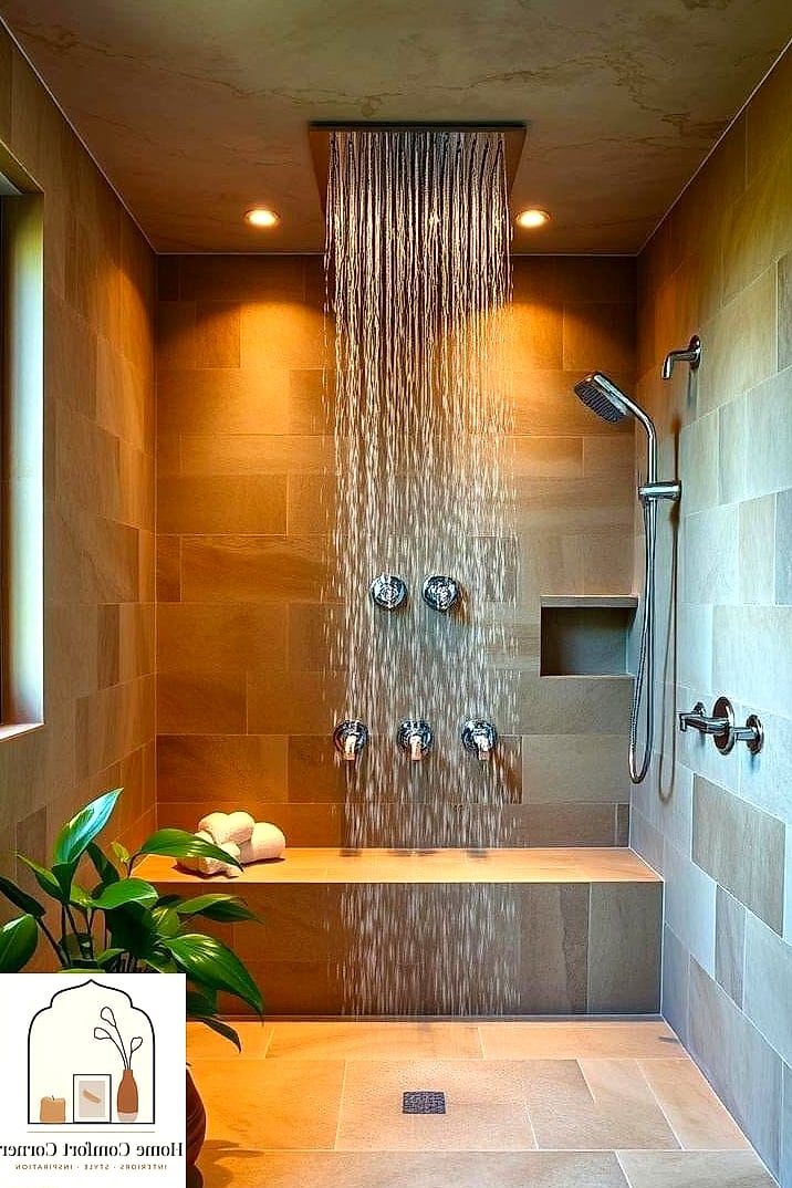 Rainfall Showerhead with Layered Lighting