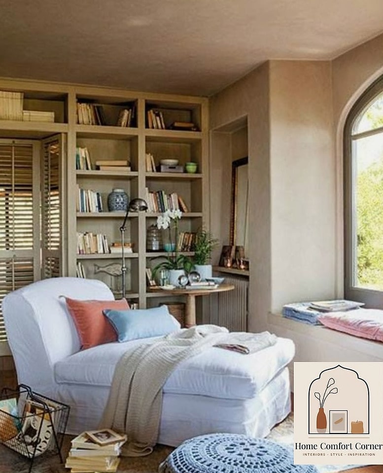A Reading Corner Built Around a Window Seat
