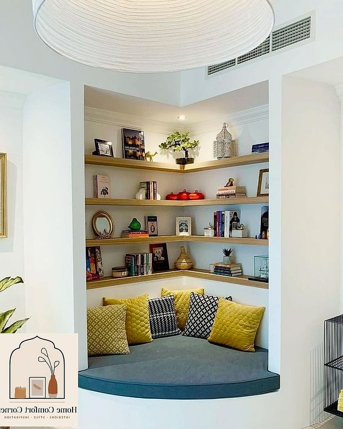 A Reading Nook Built Into a Window Bay