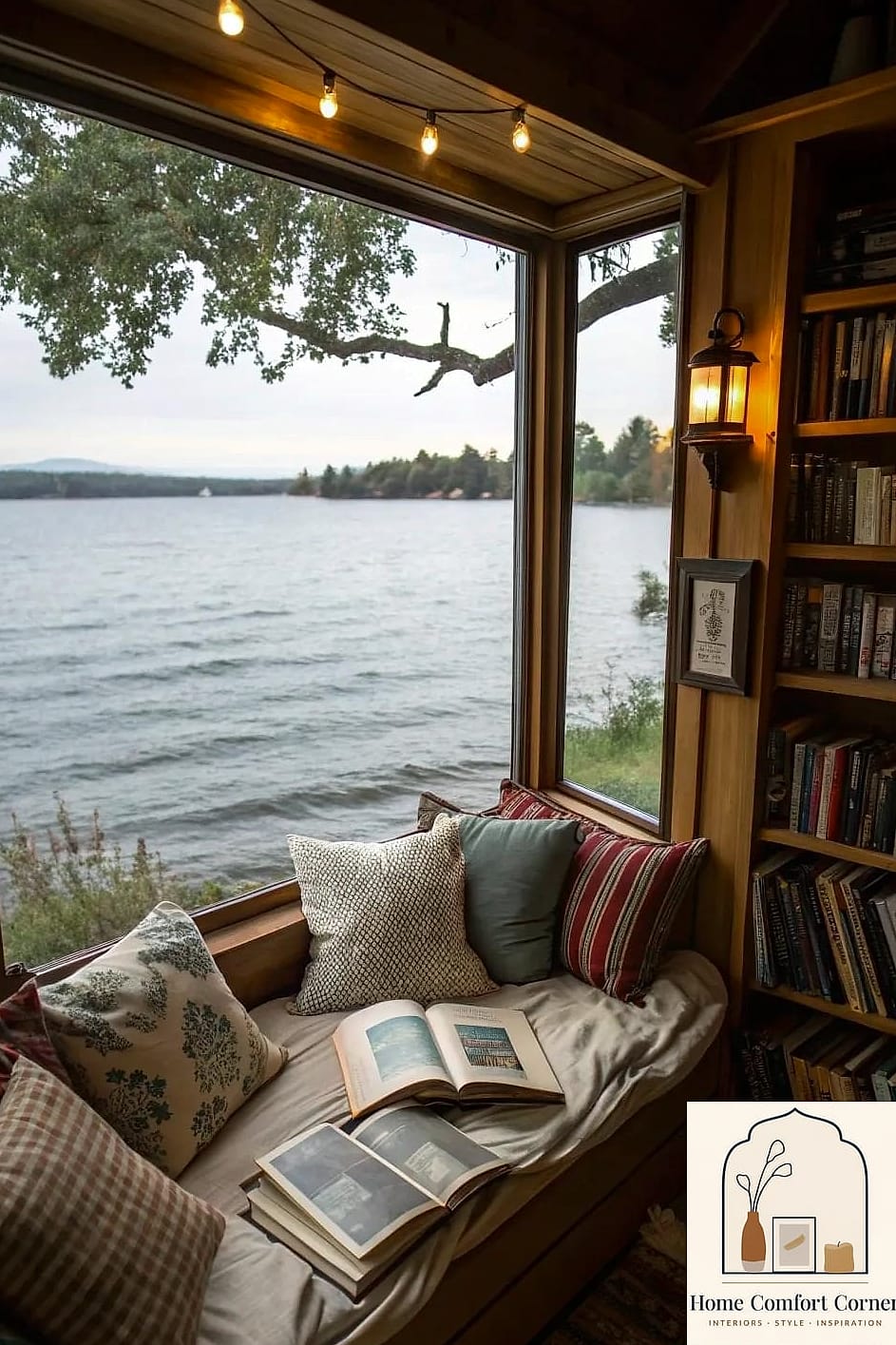 A Reading Nook Built Into a Window Bay