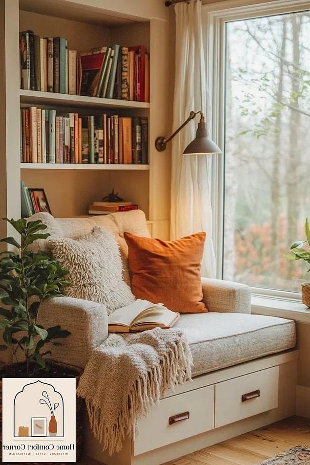 A Reading Nook Built Into an Awkward Corner