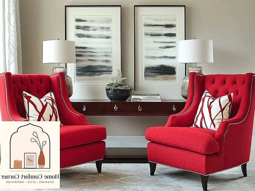 25 Red Room Decor Designs You Need to See Right Now 21 Red Accent Chairs in a Neutral Living Room