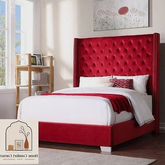 25 Red Room Decor Designs You Need to See Right Now 19 Red Velvet Headboard
