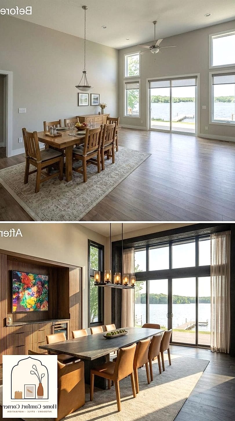 18 Dining Room Decor Ideas Before and After Transformations to Inspire 5 Replacing a Boring Table with a Live-Edge Wood Piece