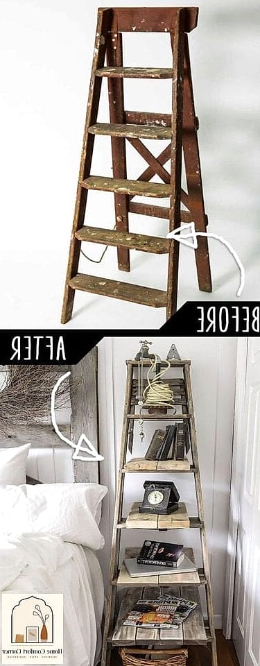 Repurposed Ladder Shelf