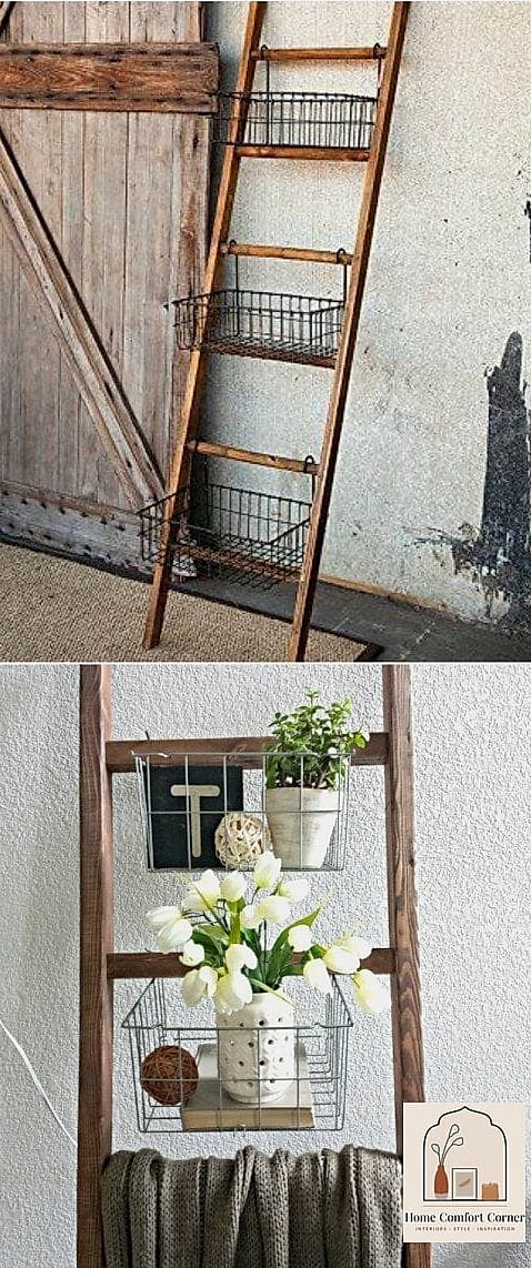 Repurposed Ladder Shelving