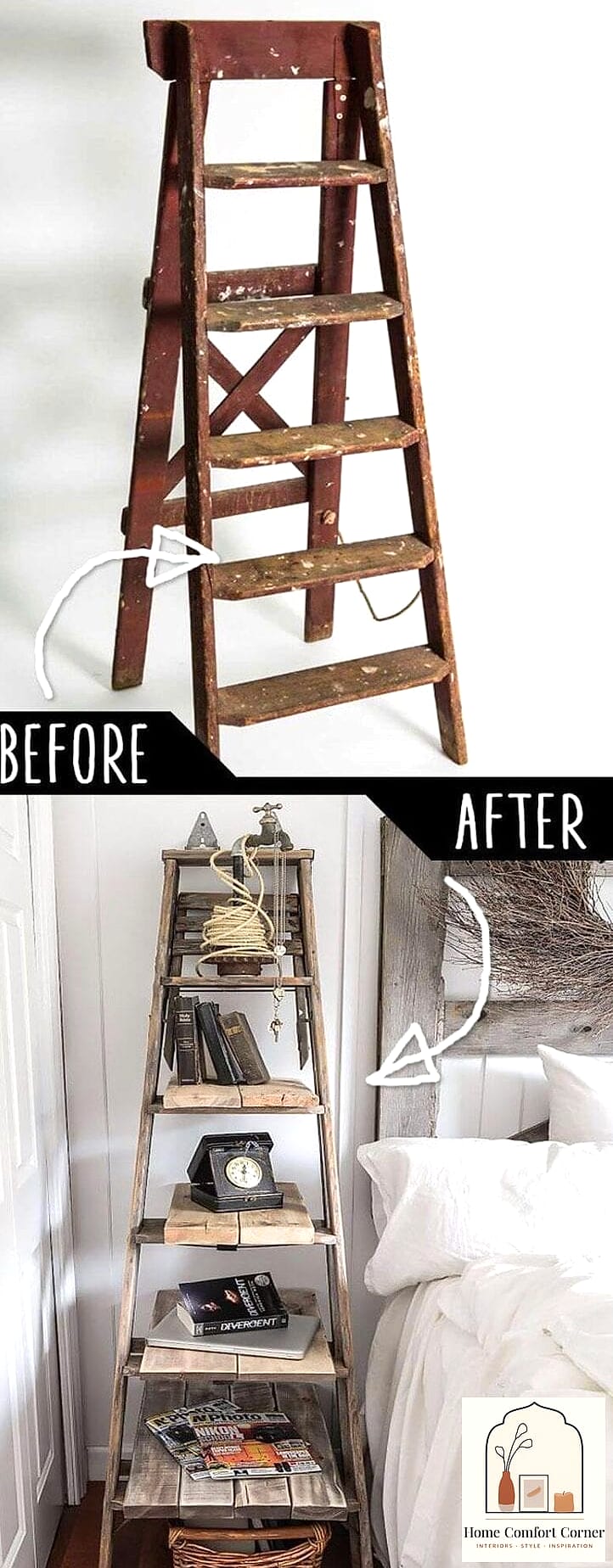 27 Stunning Cheap Room Decor Ideas for Every Budget 26 Repurpose Ladders or Crates as Shelving