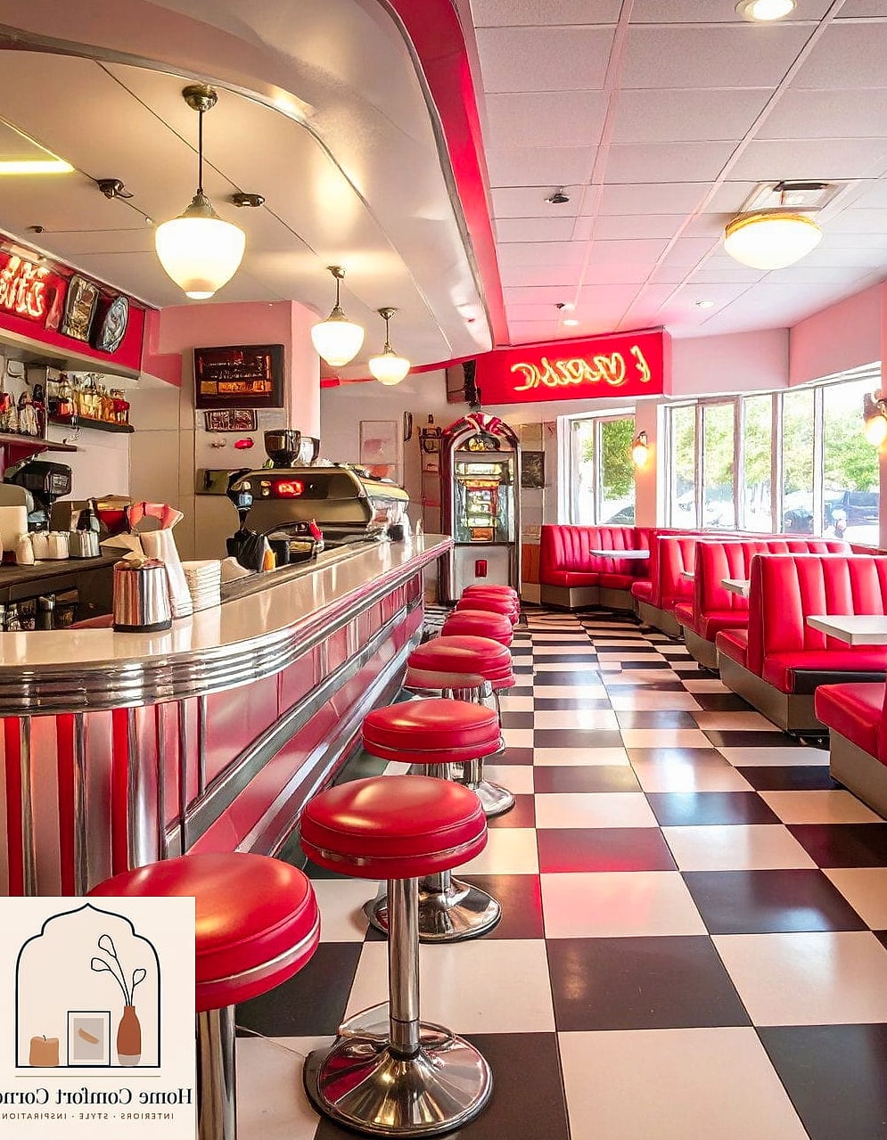 Retro Diner-Inspired Coffee Counter