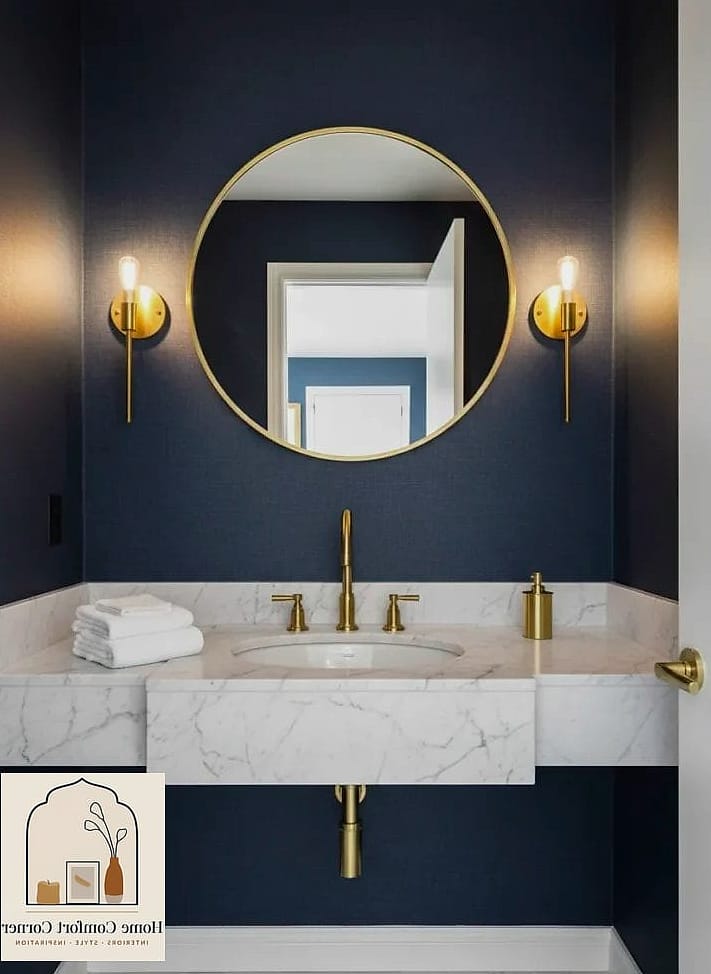 Round Mirror with Unlacquered Brass Frame