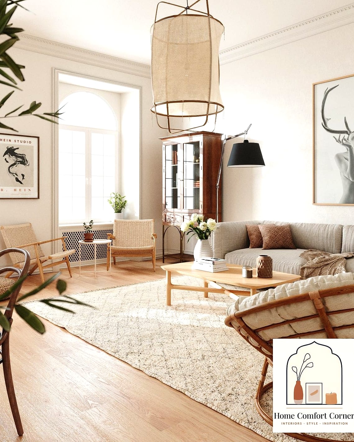 Scandinavian Living Room with Light Wood Tones